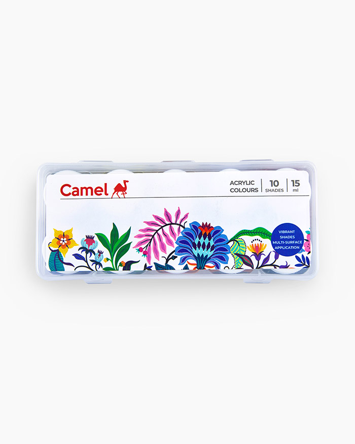 Camel Acrylic Colours Assorted Pack of 10 Shades in 15 ml